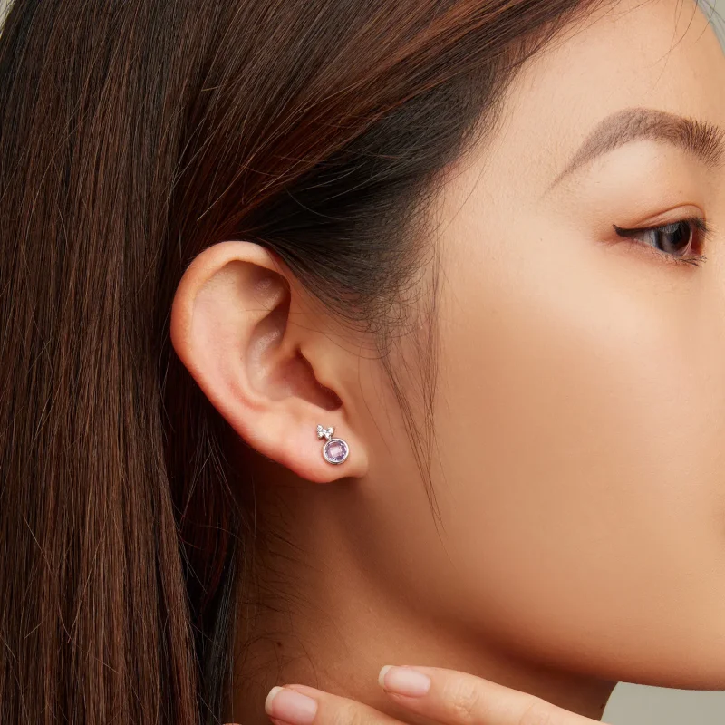 (imagine pentru) Pandora Style Butterfly Stud Earrings - BSE703 - Vizualizare 6