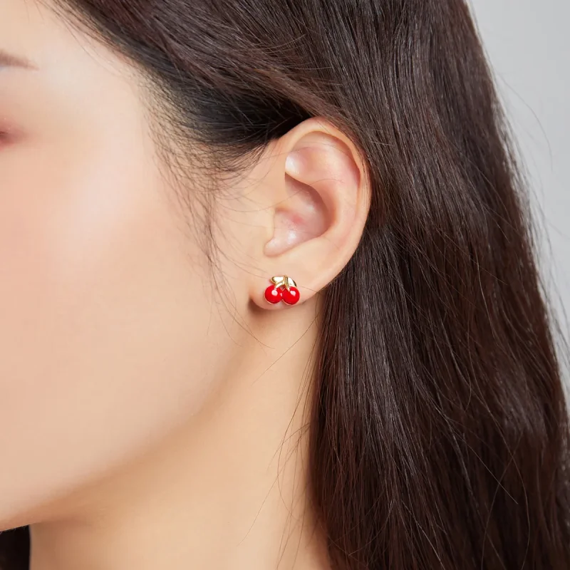 (imagine pentru) Pandora Style Cherry Stud Earrings - SCE1061 - Vizualizare 3