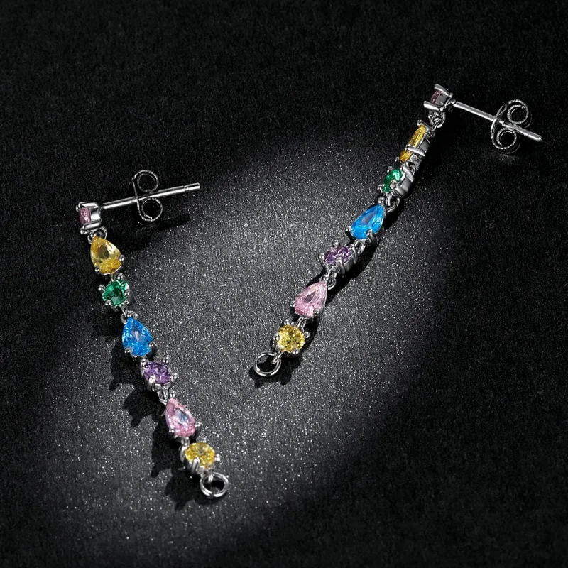 (imagine pentru) Pandora Style Color Zirconium Tassel Stud Earrings - BSE558 - Vizualizare 5