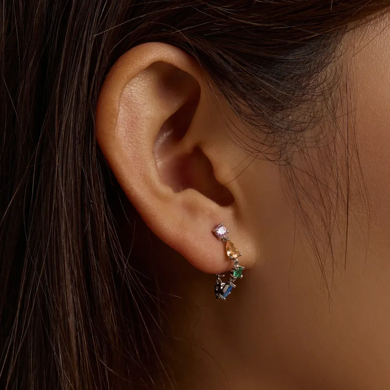 (imagine pentru) Pandora Style Color Zirconium Tassel Stud Earrings - BSE558 - Vizualizare 8