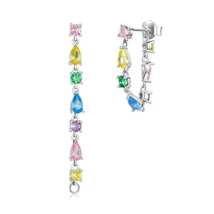 (imagine pentru) Pandora Style Color Zirconium Tassel Stud Earrings - BSE558