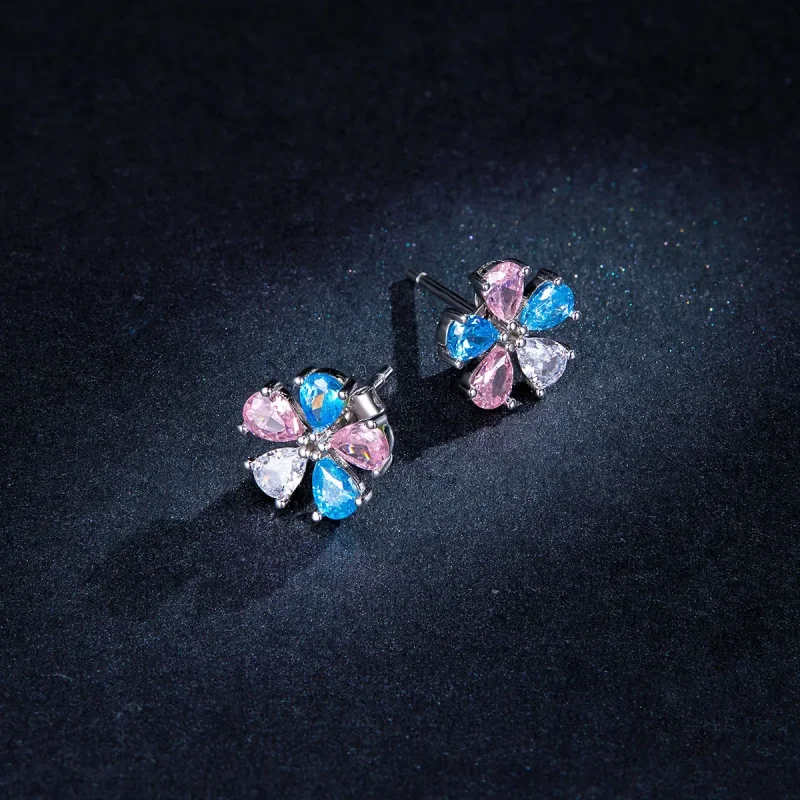 (imagine pentru) Pandora Style Colorful Flowers Stud Earrings - BSE412 - Vizualizare 5