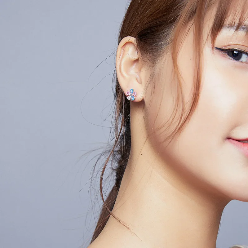 (imagine pentru) Pandora Style Colorful Flowers Stud Earrings - BSE412 - Vizualizare 7