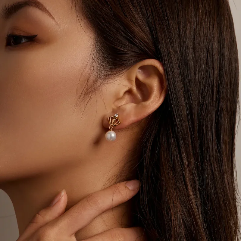 (imagine pentru) Pandora Style Crown Shell Beads Stud Earrings - BSE549 - Vizualizare 7