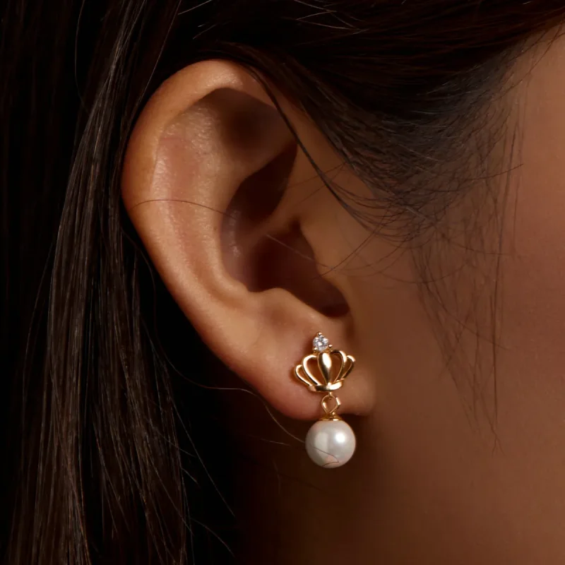 (imagine pentru) Pandora Style Crown Shell Beads Stud Earrings - BSE549 - Vizualizare 8