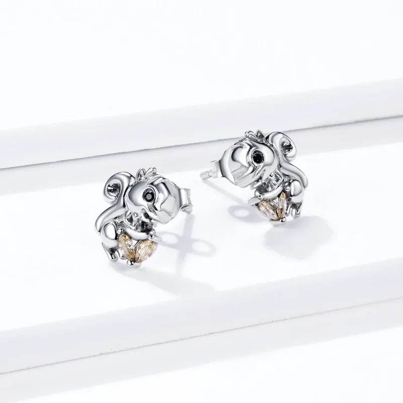 (imagine pentru) Pandora Style Cute Squirrel Stud Earrings - BSE417 - Vizualizare 4