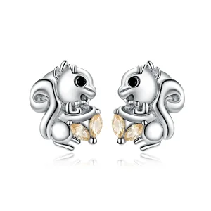 (imagine pentru) Pandora Style Cute Squirrel Stud Earrings - BSE417