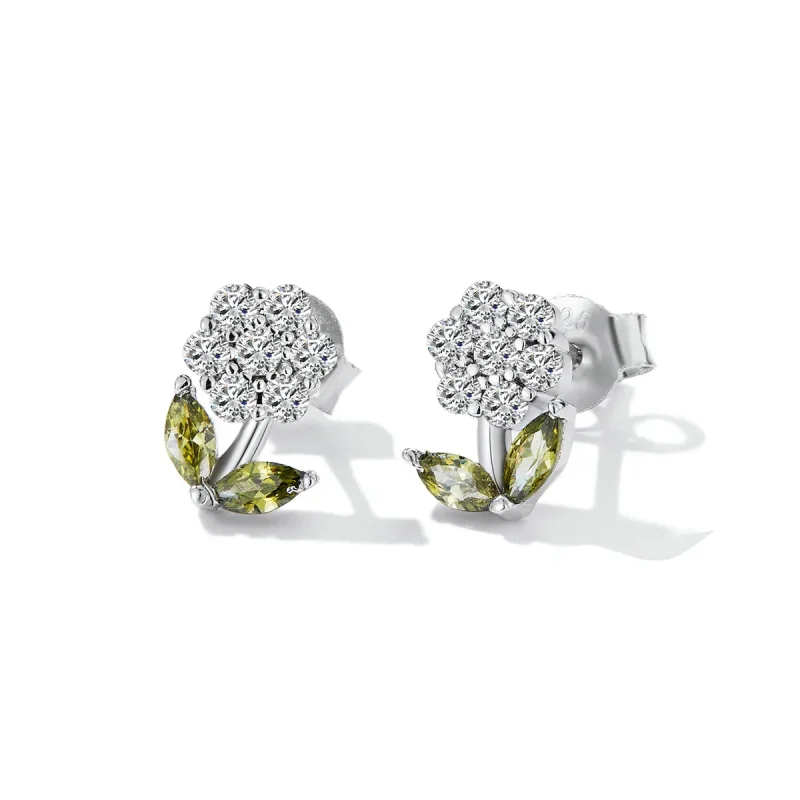 (imagine pentru) Pandora Style Delicate Flowers Stud Earrings - BSE592-WH - Vizualizare 2