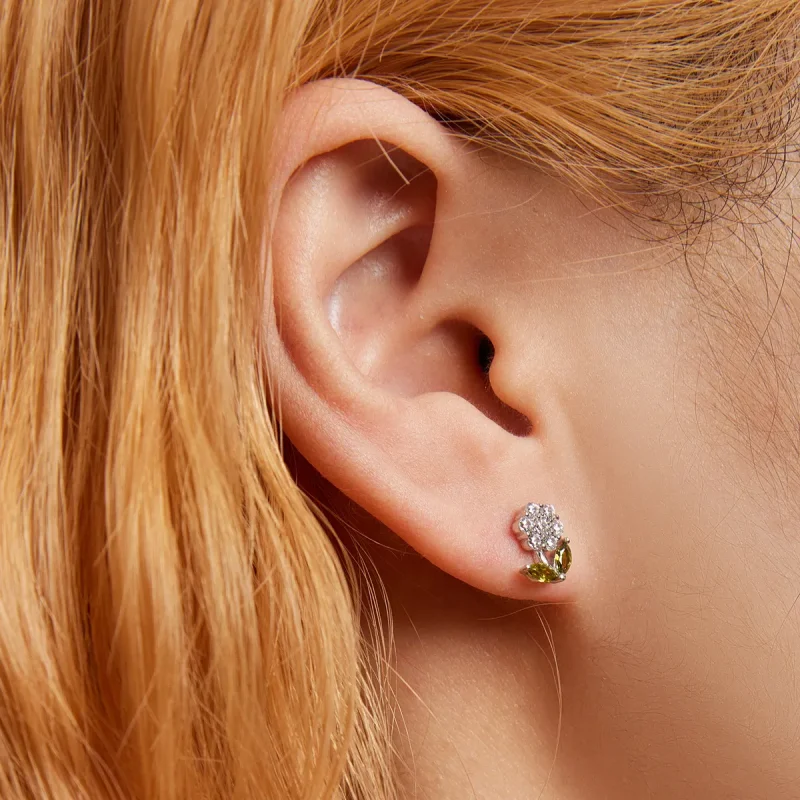 (imagine pentru) Pandora Style Delicate Flowers Stud Earrings - BSE592-WH - Vizualizare 3