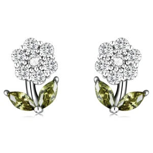 (imagine pentru) Pandora Style Delicate Flowers Stud Earrings - BSE592-WH