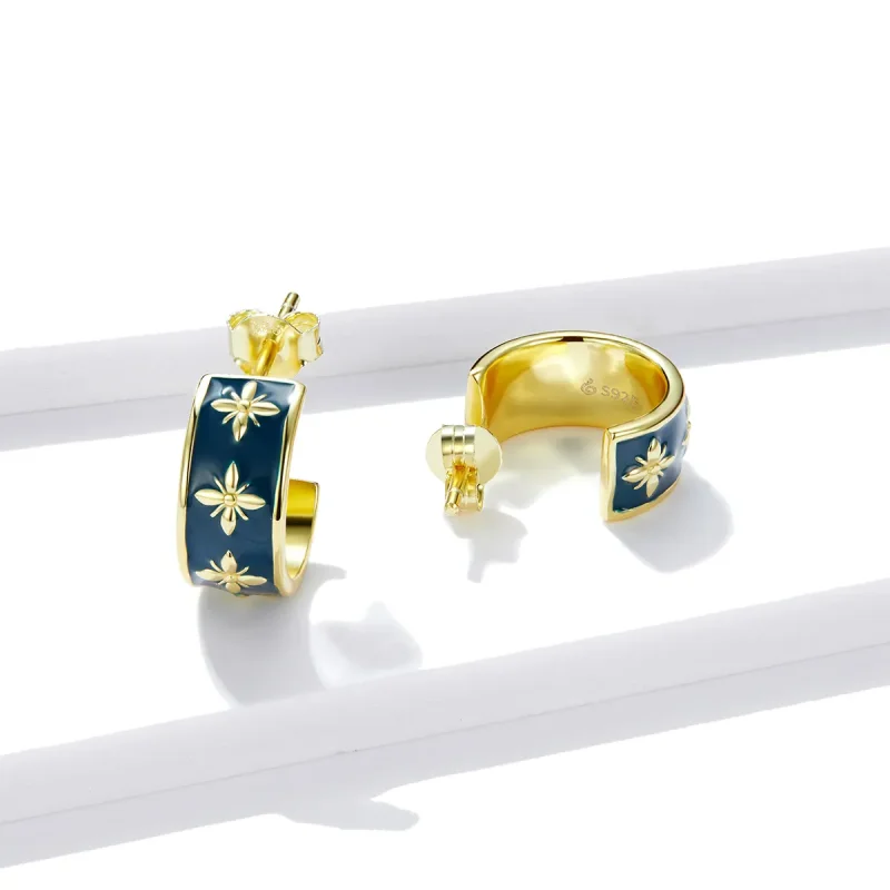 (imagine pentru) Pandora Style Elegant Orchid Stud Earrings - BSE428 - Vizualizare 2
