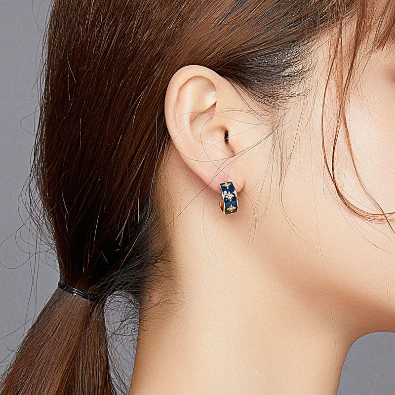 (imagine pentru) Pandora Style Elegant Orchid Stud Earrings - BSE428 - Vizualizare 8