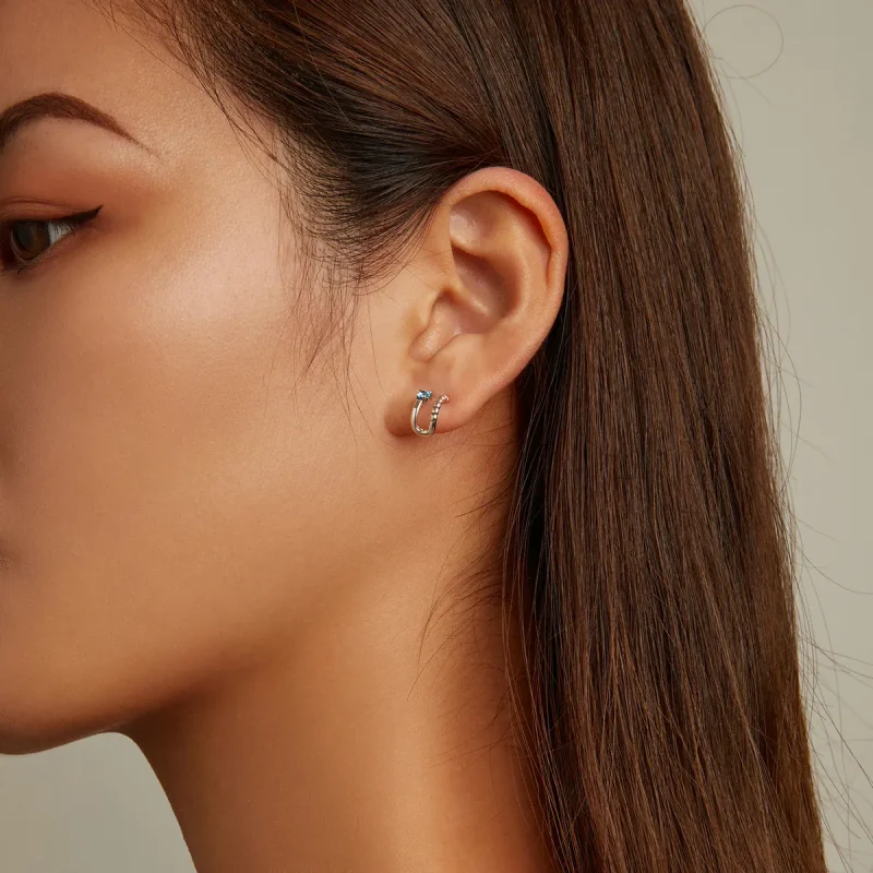 (imagine pentru) Pandora Style Exquisite Double Layer Stud Earrings - SCE1331 - Vizualizare 7
