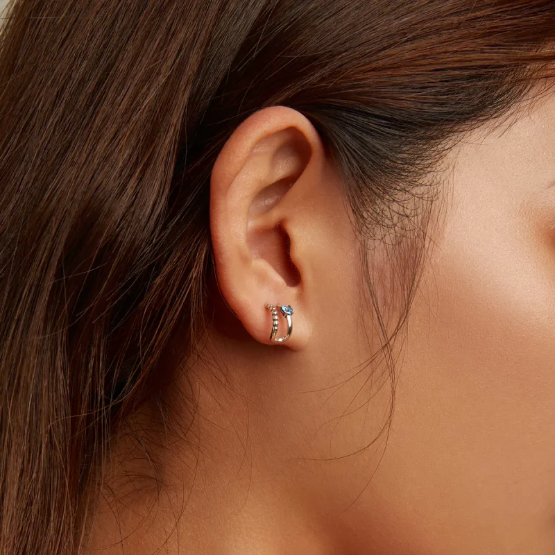 (imagine pentru) Pandora Style Exquisite Double Layer Stud Earrings - SCE1331 - Vizualizare 8