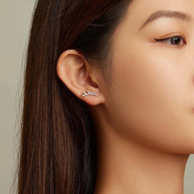 (imagine pentru) Pandora Style Eyelash Stud Earrings - BSE681 - Vizualizare 5