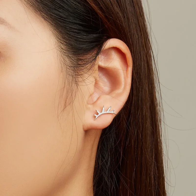 (imagine pentru) Pandora Style Eyelash Stud Earrings - BSE681 - Vizualizare 6