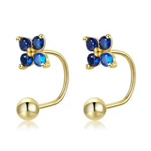 (imagine pentru) Pandora Style Four-Petal Flower Stud Earrings - SCE1177-B