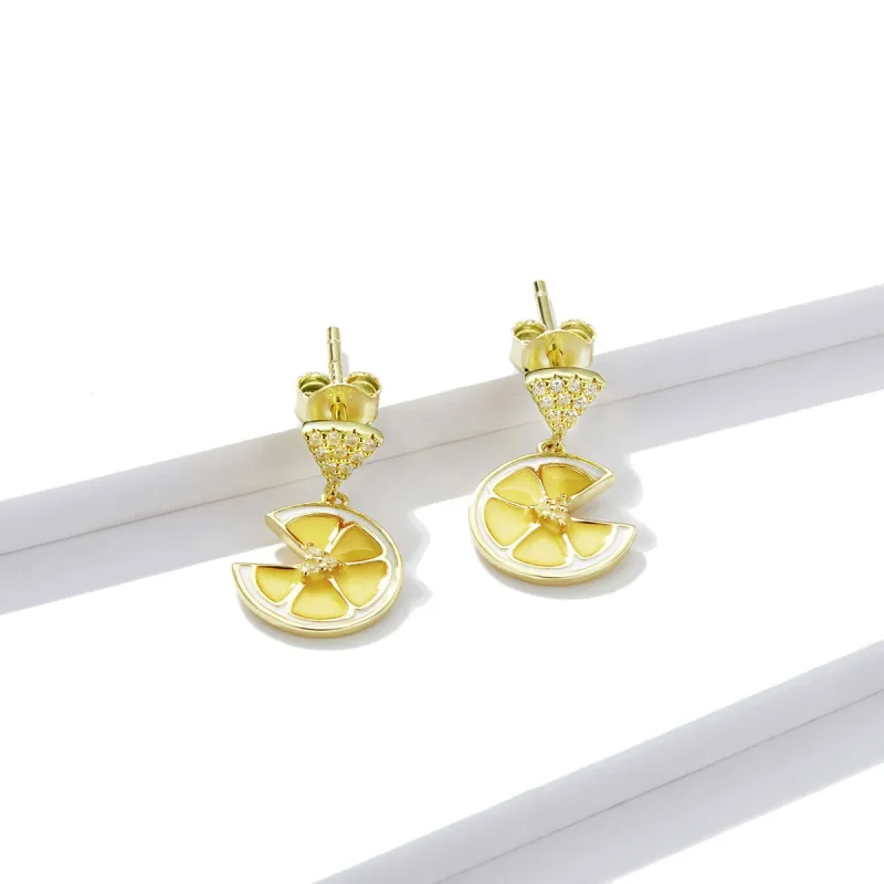 (imagine pentru) Pandora Style Fresh Lemon Stud Earrings - BSE435 - Vizualizare 2