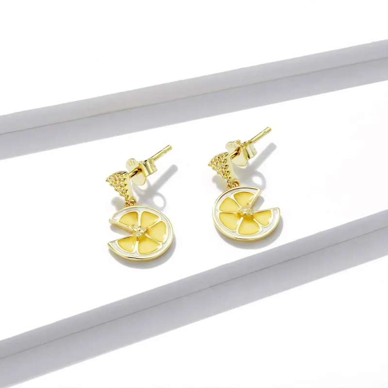 (imagine pentru) Pandora Style Fresh Lemon Stud Earrings - BSE435 - Vizualizare 3