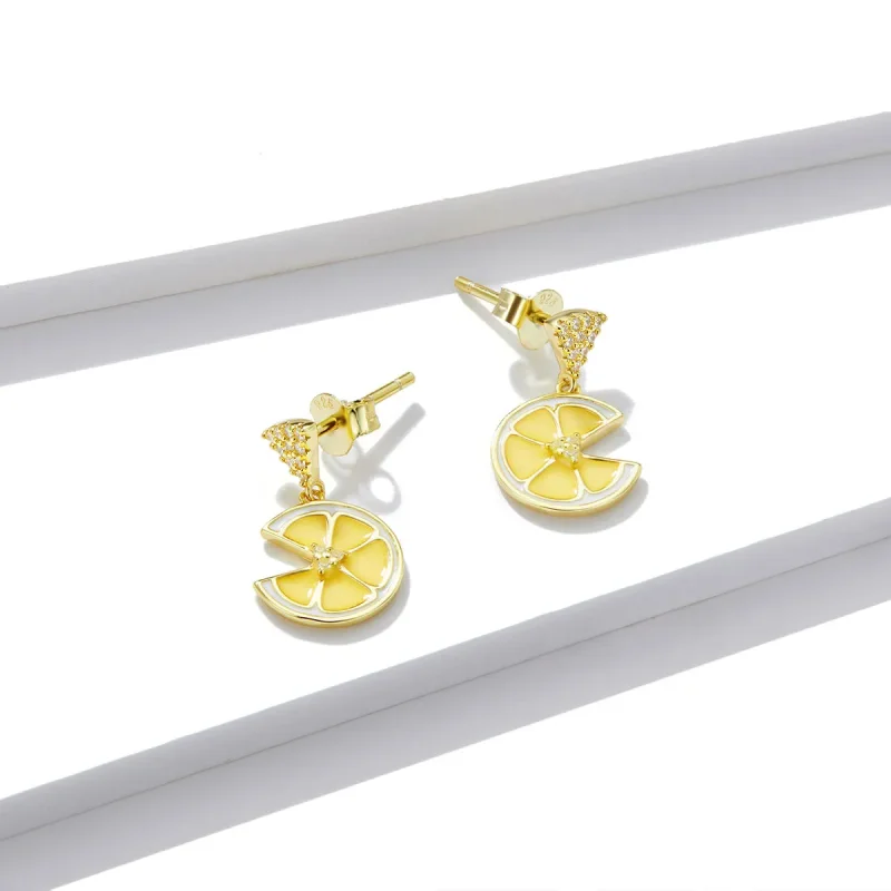 (imagine pentru) Pandora Style Fresh Lemon Stud Earrings - BSE435 - Vizualizare 4