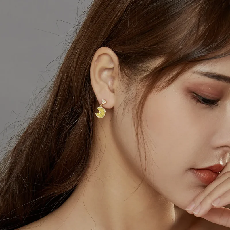 (imagine pentru) Pandora Style Fresh Lemon Stud Earrings - BSE435 - Vizualizare 7