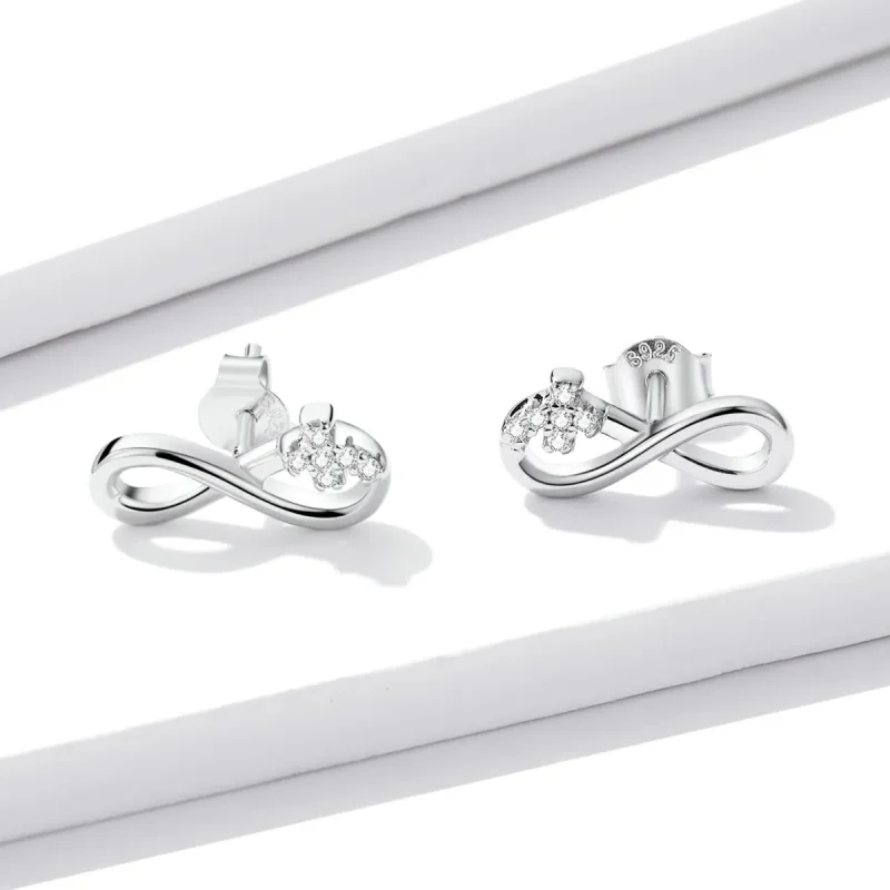 (imagine pentru) Pandora Style Infinity Symbol - Refined Stud Earrings - BSE544 - Vizualizare 2