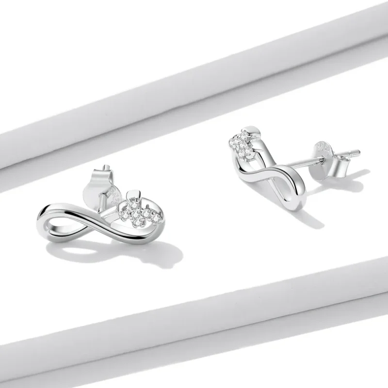 (imagine pentru) Pandora Style Infinity Symbol - Refined Stud Earrings - BSE544 - Vizualizare 3