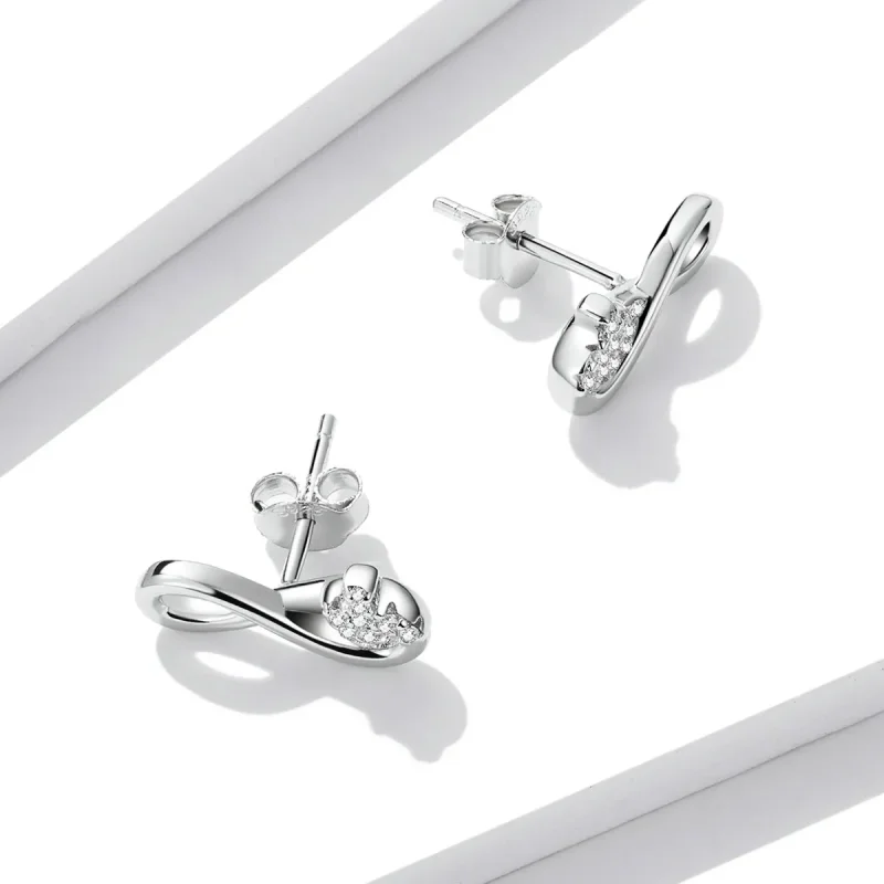 (imagine pentru) Pandora Style Infinity Symbol - Refined Stud Earrings - BSE544 - Vizualizare 4