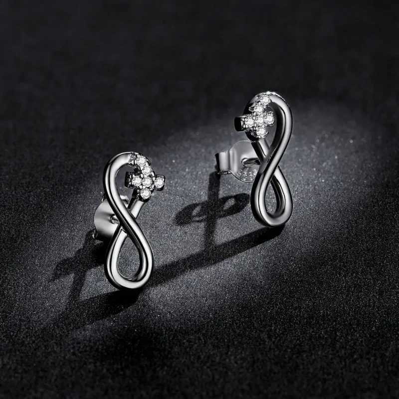 (imagine pentru) Pandora Style Infinity Symbol - Refined Stud Earrings - BSE544 - Vizualizare 5