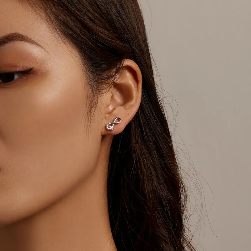 (imagine pentru) Pandora Style Infinity Symbol - Refined Stud Earrings - BSE544 - Vizualizare 6