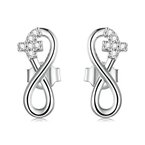 (imagine pentru) Pandora Style Infinity Symbol - Refined Stud Earrings - BSE544