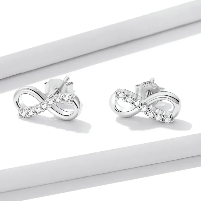 (imagine pentru) Pandora Style Infinity Symbol - Shine Stud Earrings - BSE543 - Vizualizare 2