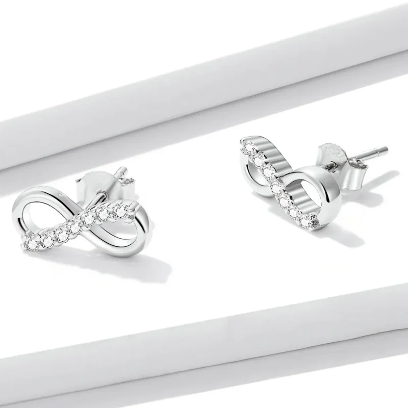 (imagine pentru) Pandora Style Infinity Symbol - Shine Stud Earrings - BSE543 - Vizualizare 3