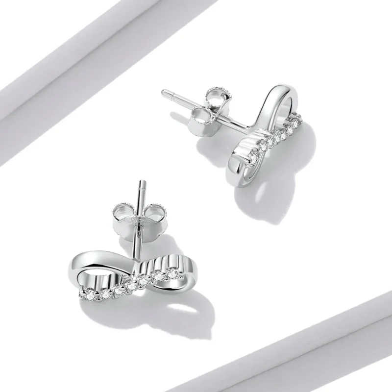 (imagine pentru) Pandora Style Infinity Symbol - Shine Stud Earrings - BSE543 - Vizualizare 4
