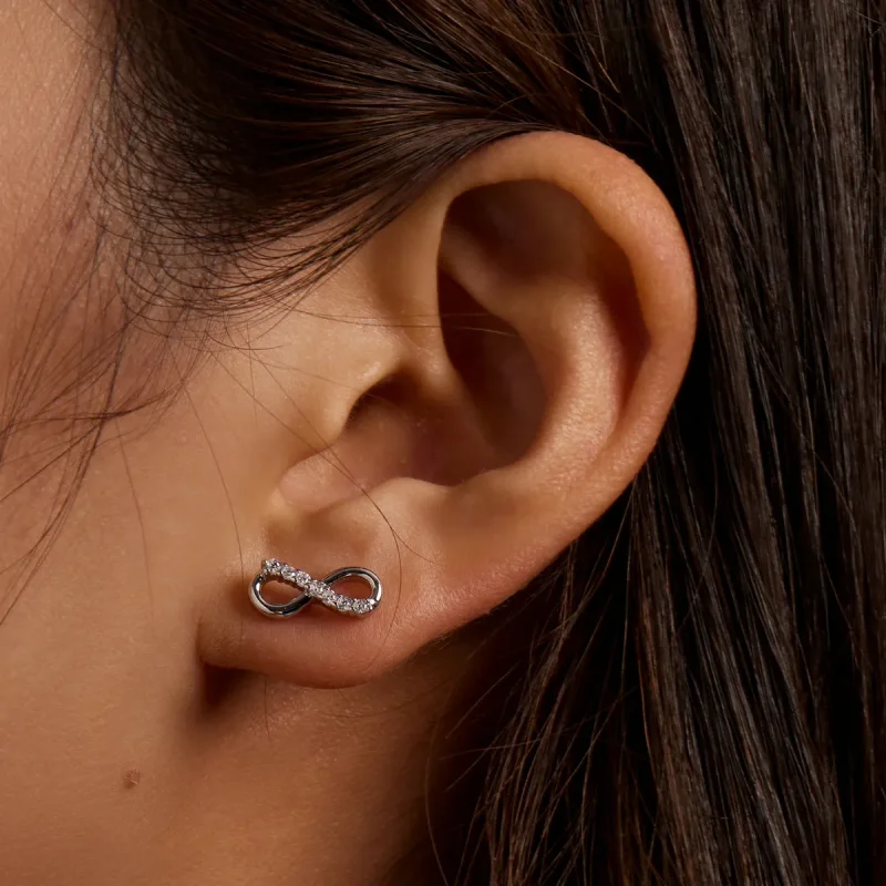 (imagine pentru) Pandora Style Infinity Symbol - Shine Stud Earrings - BSE543 - Vizualizare 7