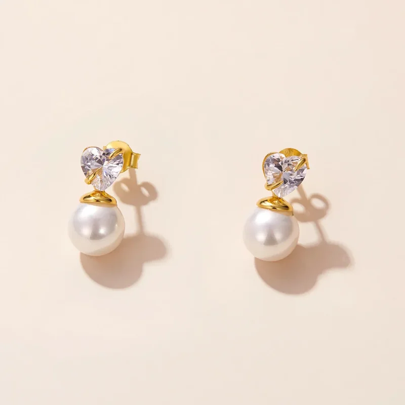 (imagine pentru) Pandora Style Love Shell Beads Stud Earrings - SCE1318 - Vizualizare 4