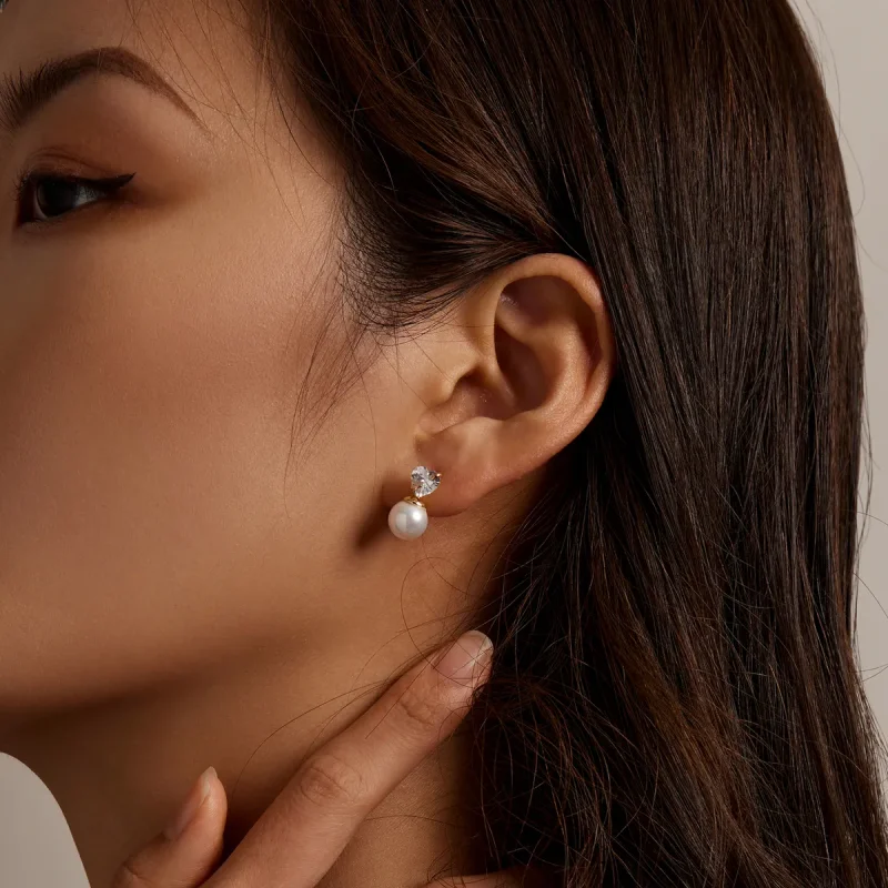 (imagine pentru) Pandora Style Love Shell Beads Stud Earrings - SCE1318 - Vizualizare 6