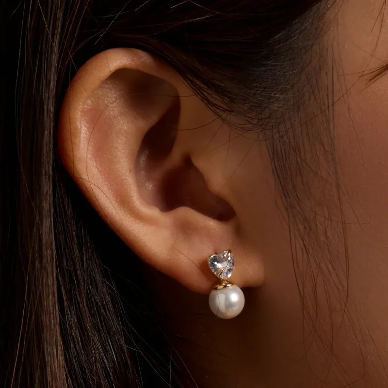 (imagine pentru) Pandora Style Love Shell Beads Stud Earrings - SCE1318 - Vizualizare 7
