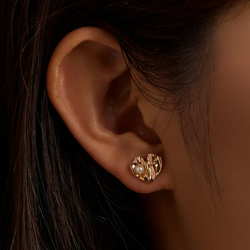 (imagine pentru) Pandora Style Love Shell Beads - Texture Stud Earrings - BSE551 - Vizualizare 4