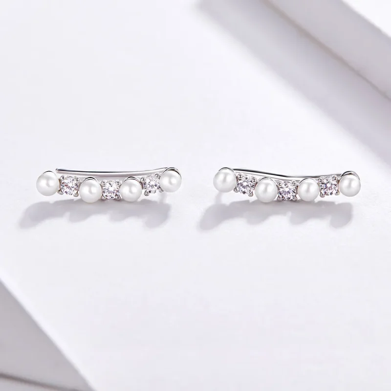 (imagine pentru) Pandora Style Pearl Stud Earrings - BSE118 - Vizualizare 2