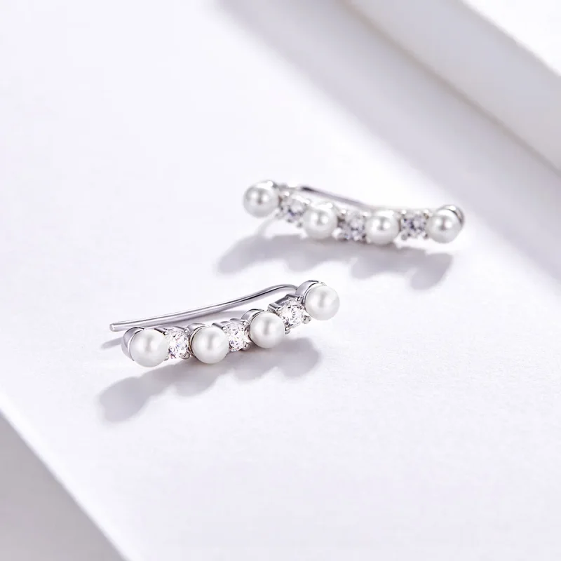 (imagine pentru) Pandora Style Pearl Stud Earrings - BSE118 - Vizualizare 4