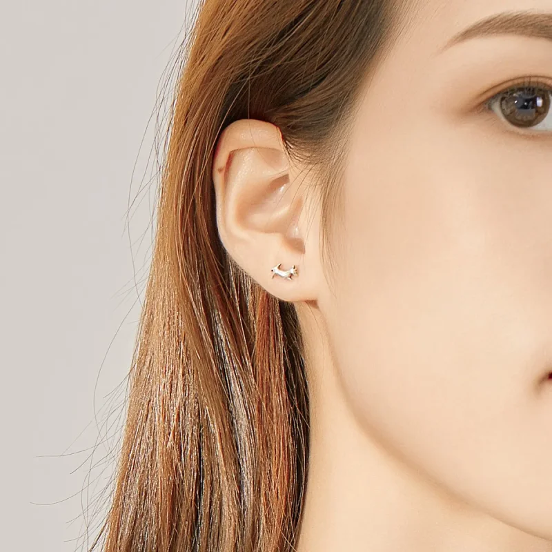 (imagine pentru) Pandora Style Puppy Stud Earrings - SCE818 - Vizualizare 5