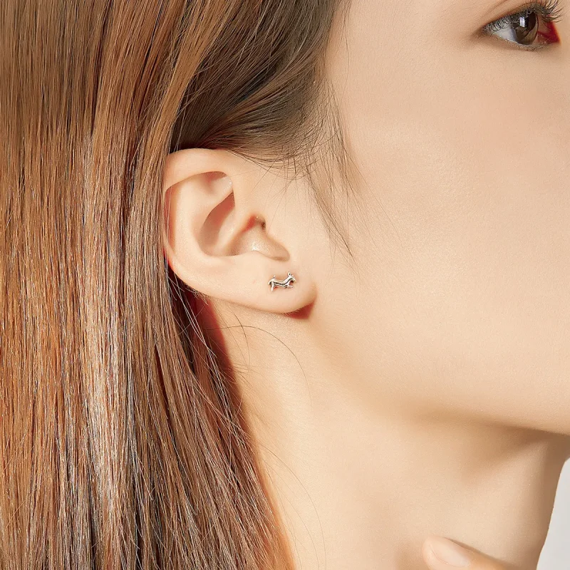 (imagine pentru) Pandora Style Puppy Stud Earrings - SCE818 - Vizualizare 7