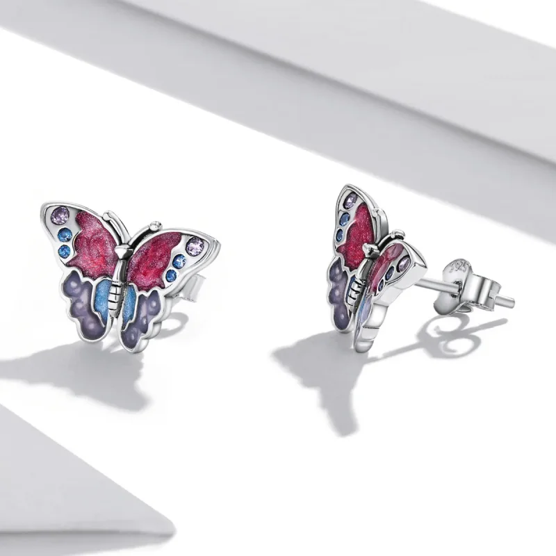 (imagine pentru) Pandora Style Retro Butterfly Stud Earrings - SCE1332 - Vizualizare 3