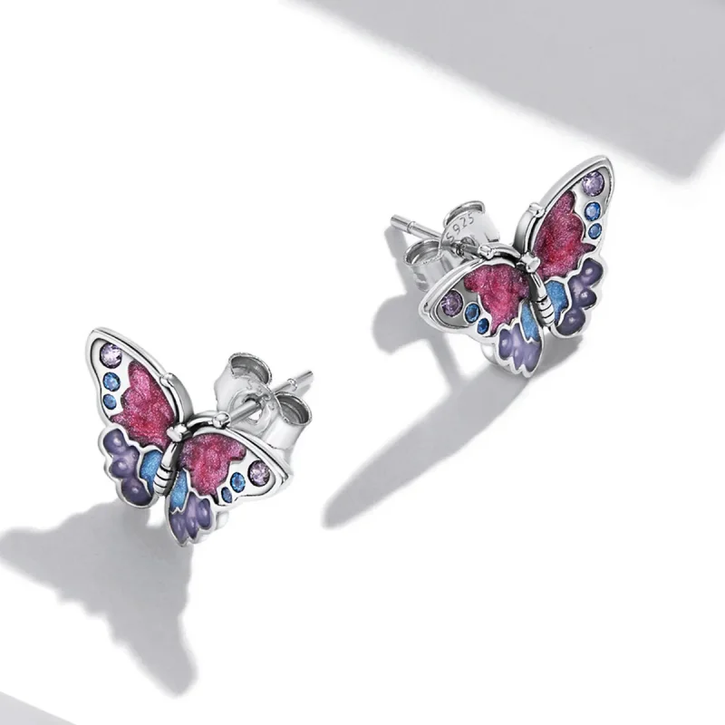 (imagine pentru) Pandora Style Retro Butterfly Stud Earrings - SCE1332 - Vizualizare 4