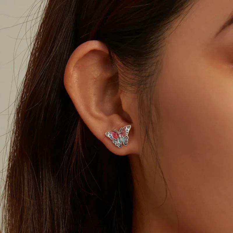 (imagine pentru) Pandora Style Retro Butterfly Stud Earrings - SCE1332 - Vizualizare 5