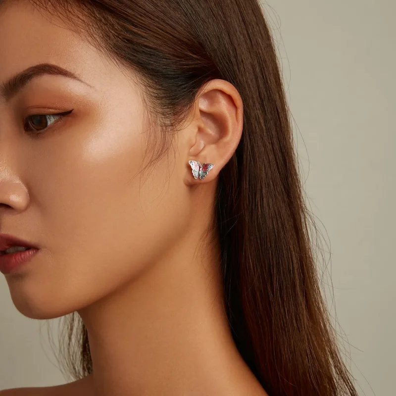 (imagine pentru) Pandora Style Retro Butterfly Stud Earrings - SCE1332 - Vizualizare 6