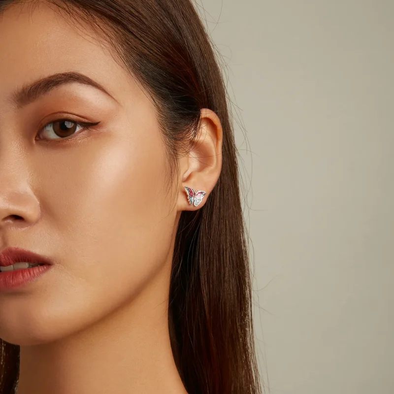 (imagine pentru) Pandora Style Retro Butterfly Stud Earrings - SCE1332 - Vizualizare 8