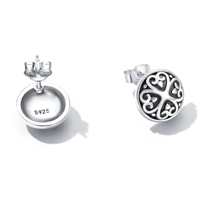 (imagine pentru) Pandora Style Retro Pattern Stud Earrings - SCE1396 - Vizualizare 4