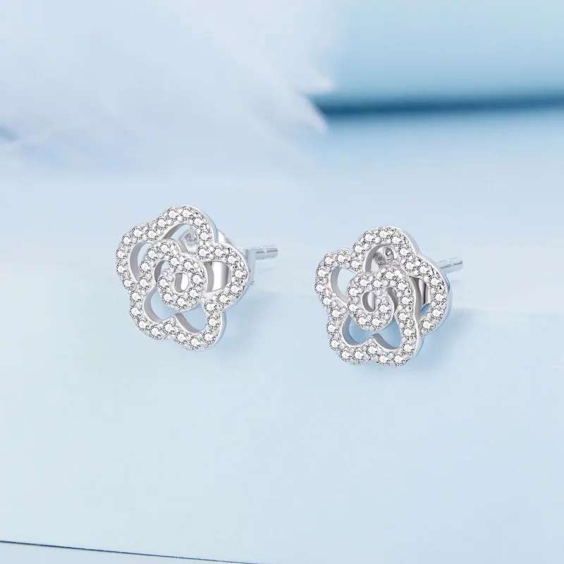 (imagine pentru) Pandora Style Roses Stud Earrings - BSE712 - Vizualizare 2